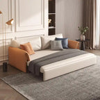 Canapé-lit convertible en cuir végétalien de 166 cm avec cadre en métal pour salon ou chambre d'amis