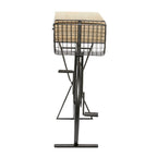 Console 3 tiroirs en métal avec plateau en bois brun, noir
