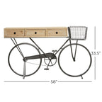 Console 3 tiroirs en métal avec plateau en bois brun, noir