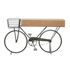 Console 3 tiroirs en métal avec plateau en bois brun, noir