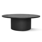 Table basse ronde de 40 po en bois massif avec piédestal et base sculpturale pour salon