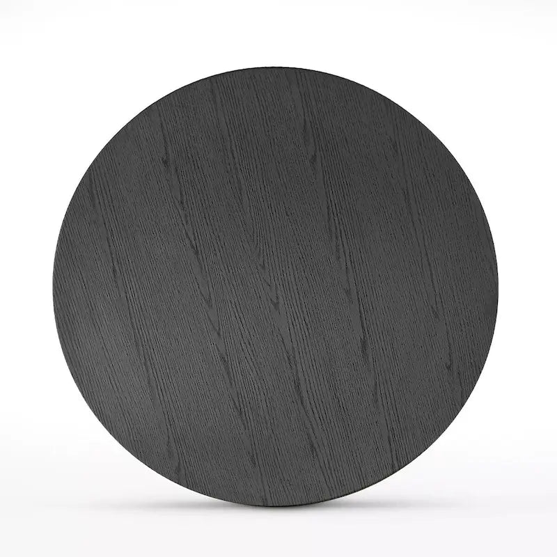 Table basse ronde de 40 po en bois massif avec piédestal et base sculpturale pour salon