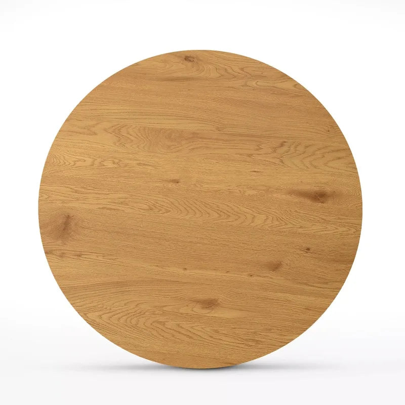 Table basse ronde de 40 po en bois massif avec piédestal et base sculpturale pour salon
