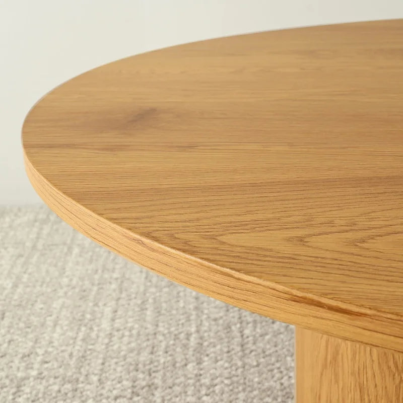 Table basse ronde de 40 po en bois massif avec piédestal et base sculpturale pour salon