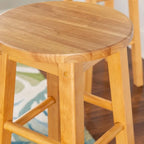 Tabouret de bar fixe sans dossier avec pieds en bois massif et finition naturelle, hauteur d'assise 29 po