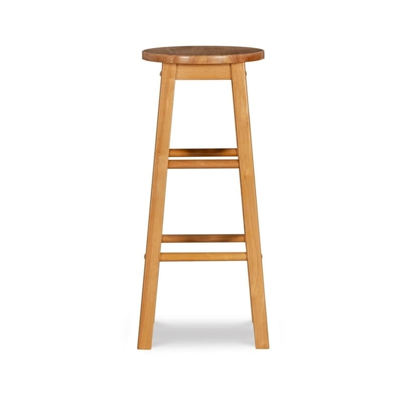 Tabouret de bar fixe sans dossier avec pieds en bois massif et finition naturelle, hauteur d'assise 29 po