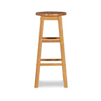 Tabouret de bar fixe sans dossier avec pieds en bois massif et finition naturelle, hauteur d'assise 29 po