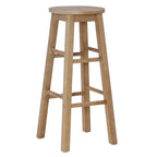Tabouret de bar fixe sans dossier avec pieds en bois massif et finition naturelle, hauteur d'assise 29 po