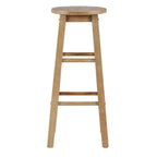 Tabouret de bar fixe sans dossier avec pieds en bois massif et finition naturelle, hauteur d'assise 29 po