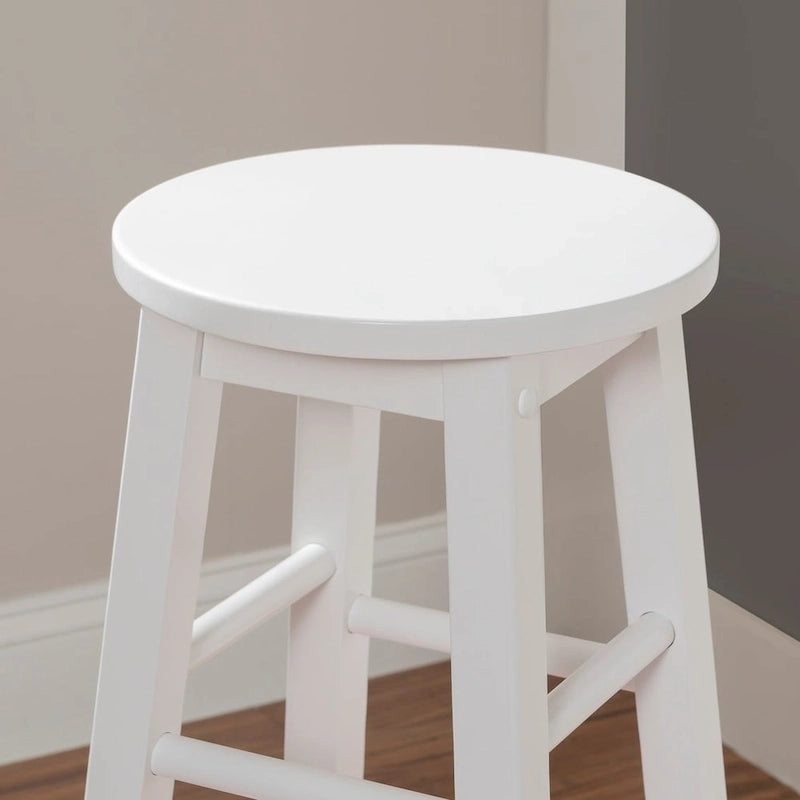 Tabouret de bar fixe sans dossier avec pieds en bois massif et finition naturelle, hauteur d'assise 29 po