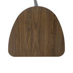 Table à manger triangulaire finition noyer satiné avec motif géométrique pour petits espaces