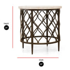 Table d'appoint ronde avec plateau en pierre et piètement en métal pour salon ou chambre moderne