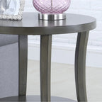 Table d'appoint ovale contemporaine avec étagère, Grise