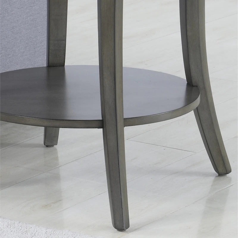 Table d'appoint ovale contemporaine avec étagère, Grise