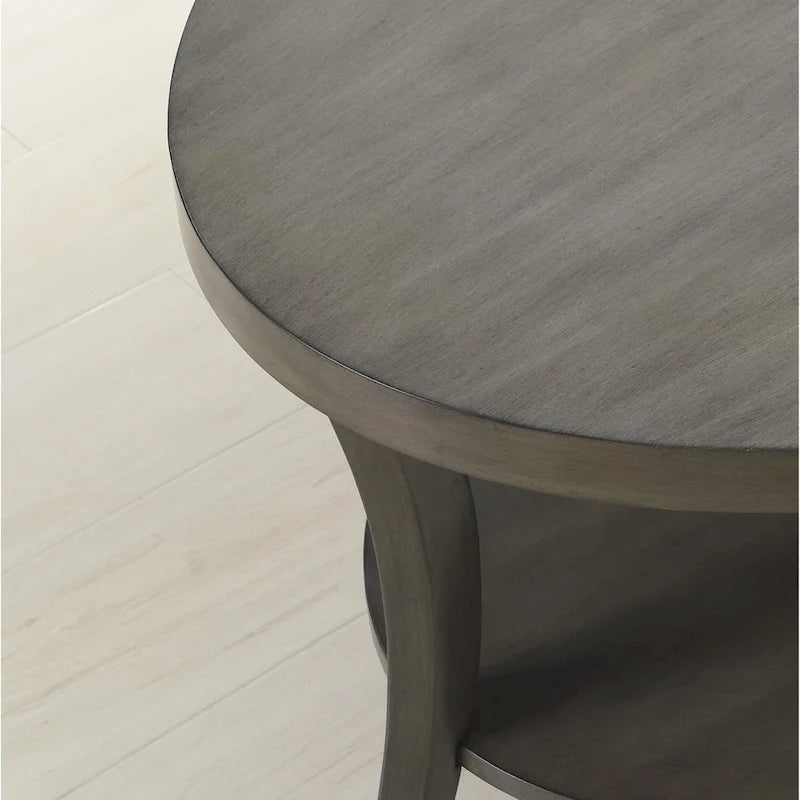 Table d'appoint ovale contemporaine avec étagère, Grise