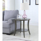 Table d'appoint ovale contemporaine avec étagère, Grise
