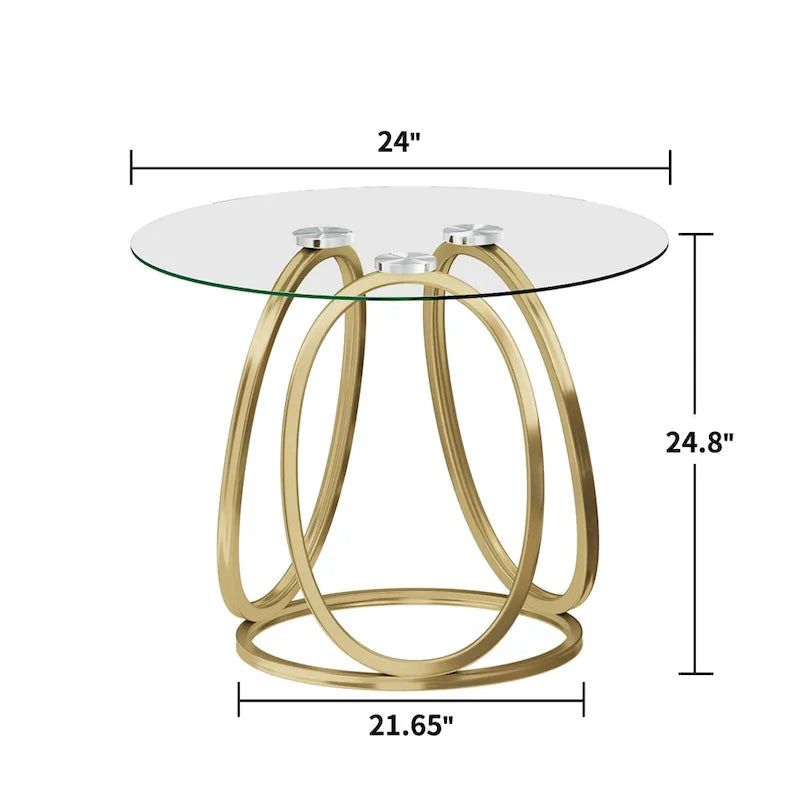 Table d'appoint en verre avec cadre en métal chromé et plateau en verre trempé pour salon ou chambre à coucher