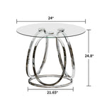 Table d'appoint en verre avec cadre en métal chromé et plateau en verre trempé pour salon ou chambre à coucher