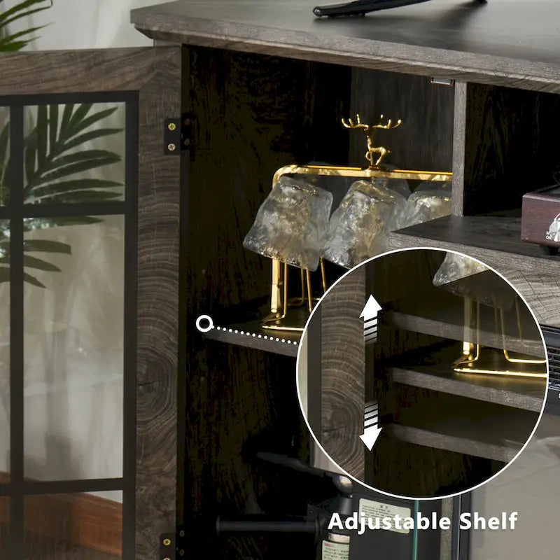 Meuble TV avec cheminée électrique vitrée sur tous les côtés