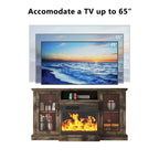 Meuble TV avec cheminée électrique vitrée sur tous les côtés