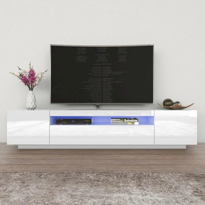 Meuble TV moderne de 79 pouces avec lumières LED