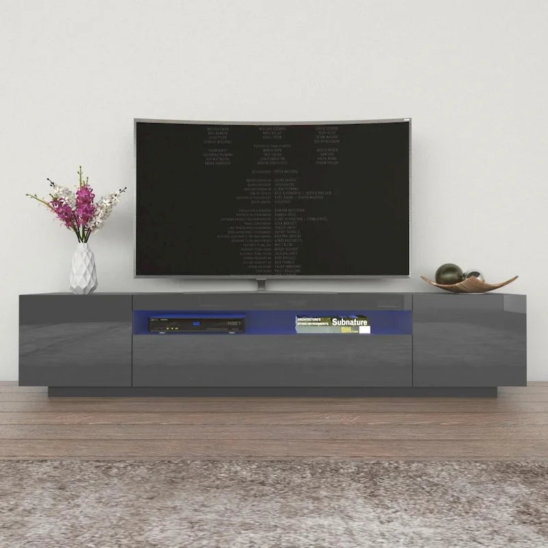 Meuble TV moderne de 79 pouces avec lumières LED