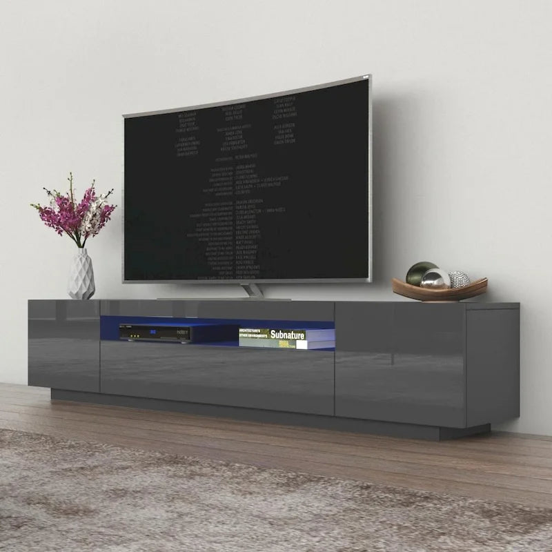 Meuble TV moderne de 79 pouces avec lumières LED