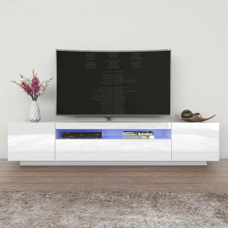 Meuble TV moderne de 79 pouces avec lumières LED