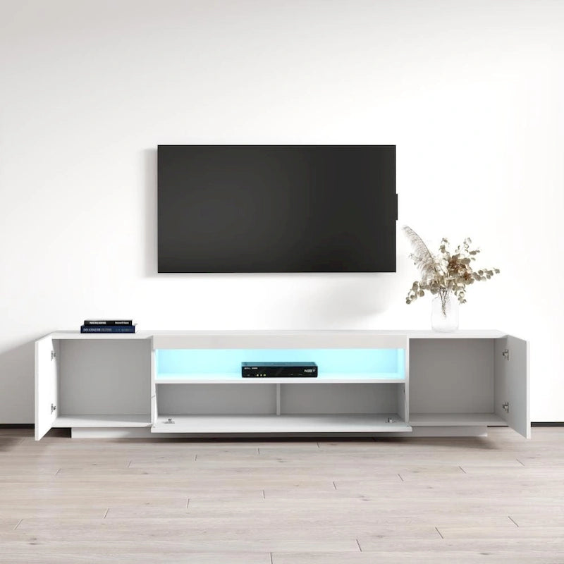 Meuble TV moderne de 79 pouces avec lumières LED