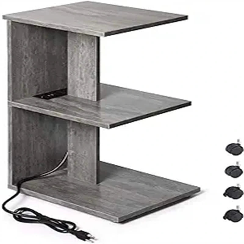 Table de chevet moderne avec ports USB intégrés et prises électriques pour chambre à coucher