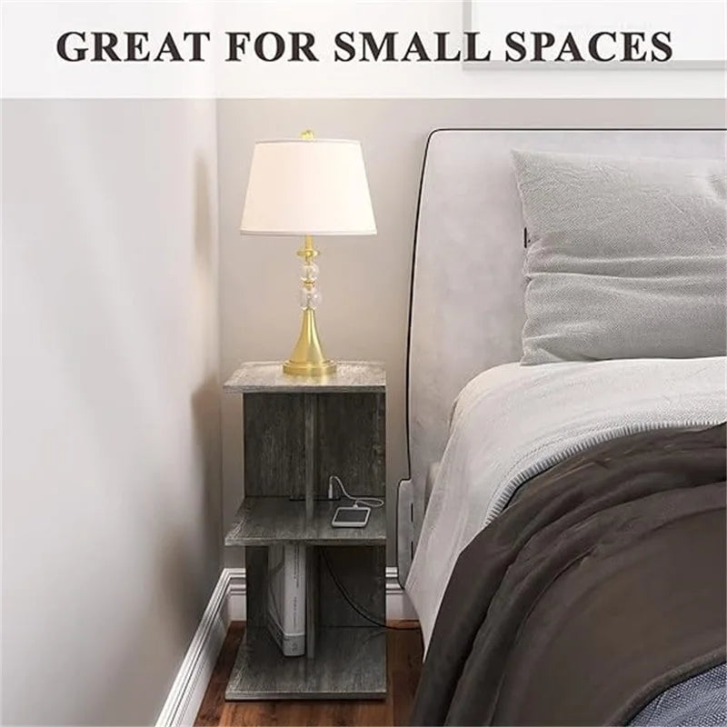 Table de chevet moderne avec ports USB intégrés et prises électriques pour chambre à coucher