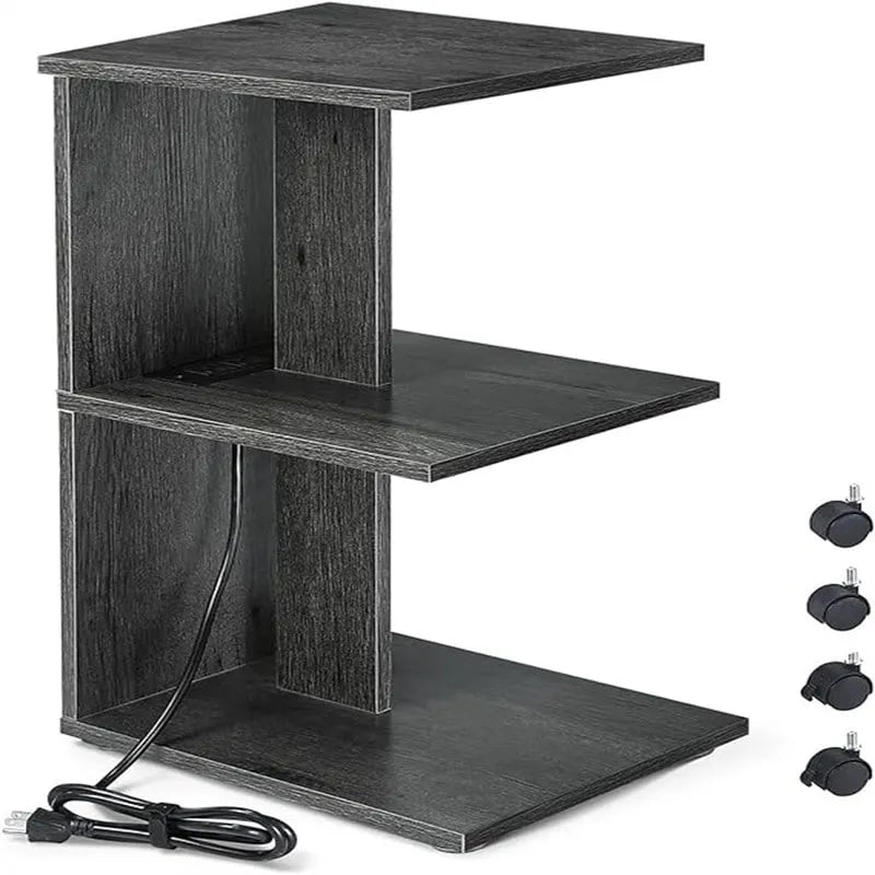 Table de chevet moderne avec ports USB intégrés et prises électriques pour chambre à coucher