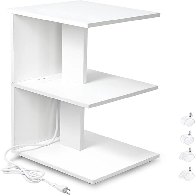 Table de chevet moderne avec ports USB intégrés et prises électriques pour chambre à coucher