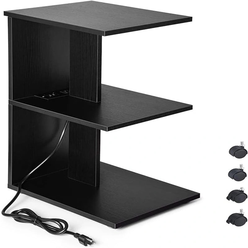 Table de chevet moderne avec ports USB intégrés et prises électriques pour chambre à coucher
