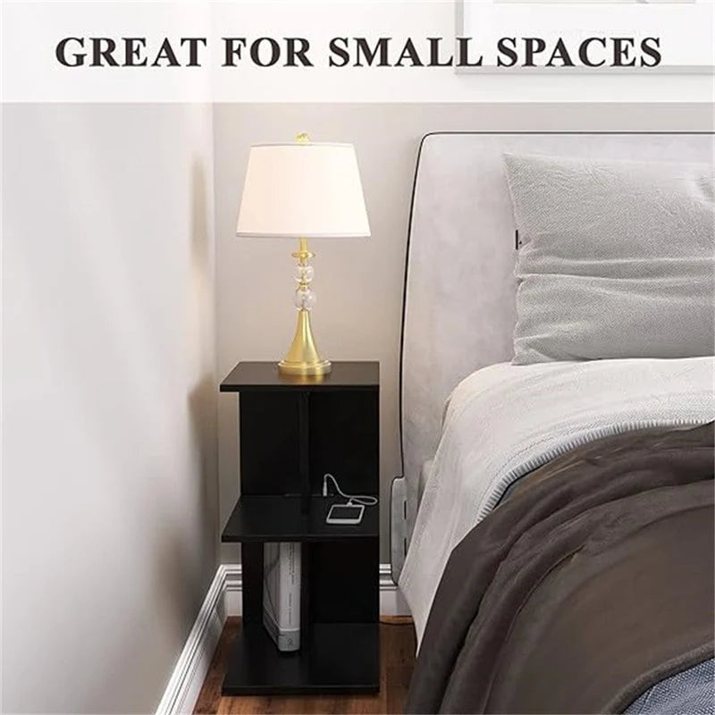 Table de chevet moderne avec ports USB intégrés et prises électriques pour chambre à coucher