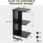 Table de chevet moderne avec ports USB intégrés et prises électriques pour chambre à coucher