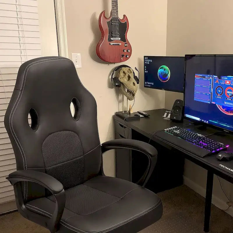Fauteuil de bureau gaming en cuir à dossier haut