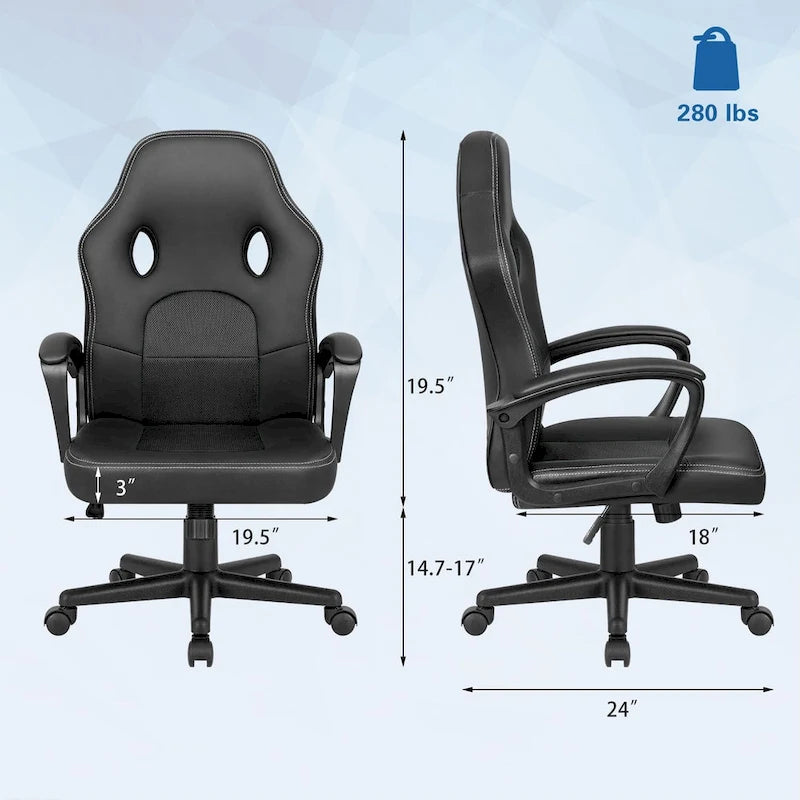 Fauteuil de bureau gaming en cuir à dossier haut