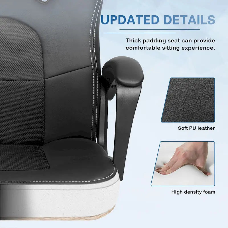 Fauteuil de bureau gaming en cuir à dossier haut