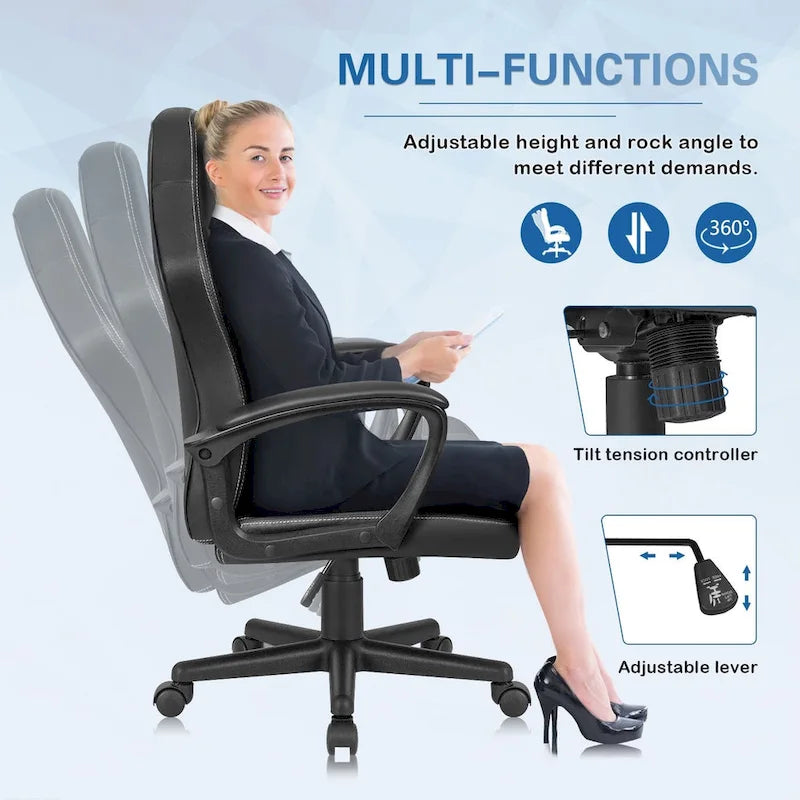 Fauteuil de bureau gaming en cuir à dossier haut