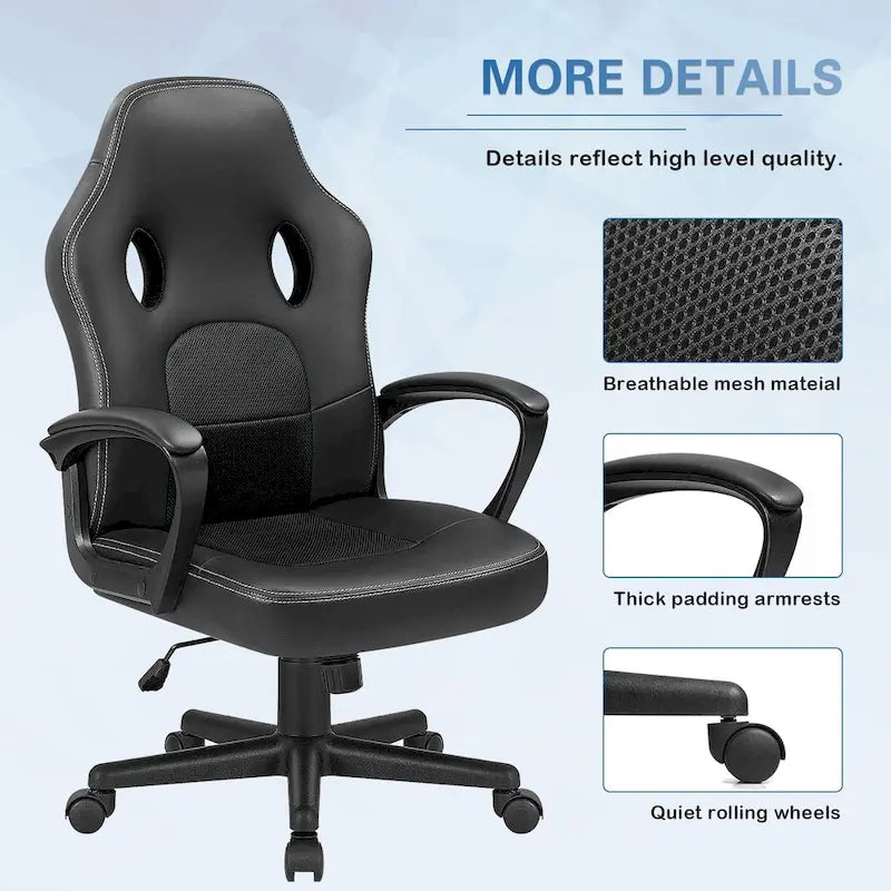 Fauteuil de bureau gaming en cuir à dossier haut