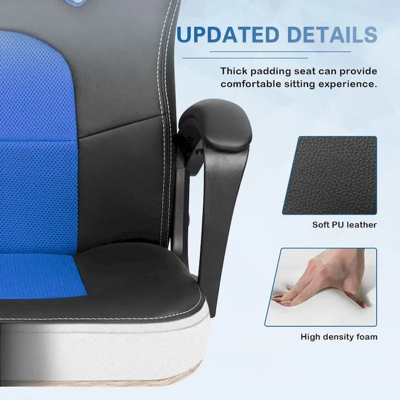 Fauteuil de bureau gaming en cuir à dossier haut