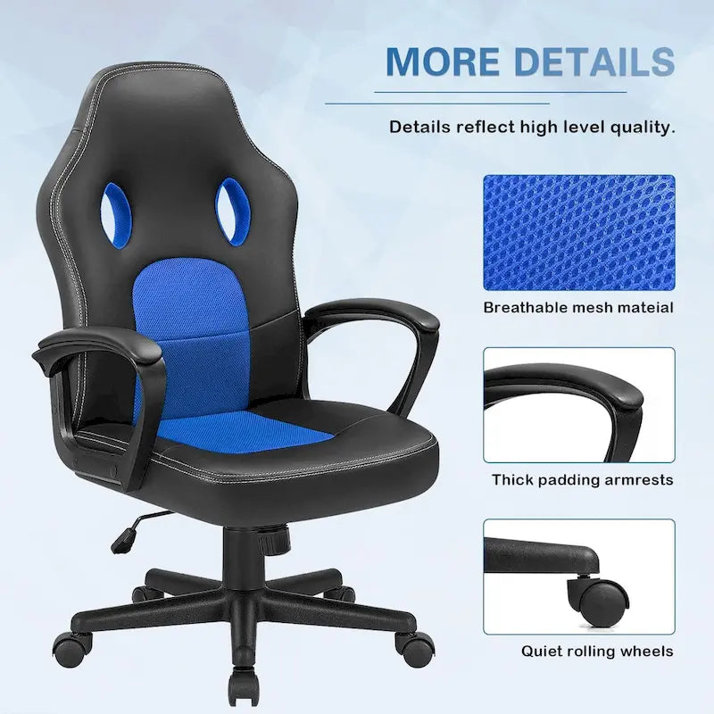 Fauteuil de bureau gaming en cuir à dossier haut