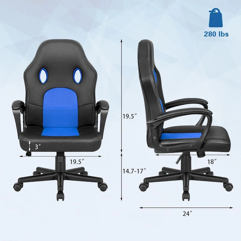 Fauteuil de bureau gaming en cuir à dossier haut