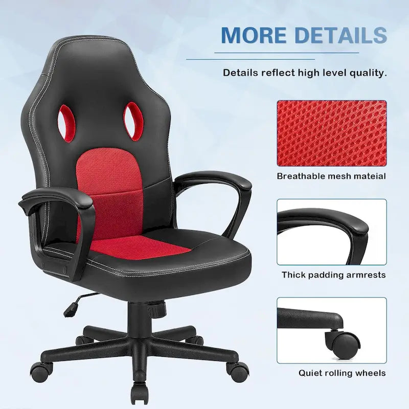 Fauteuil de bureau gaming en cuir à dossier haut