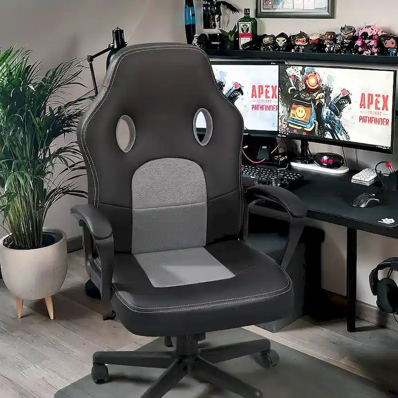 Fauteuil de bureau gaming en cuir à dossier haut