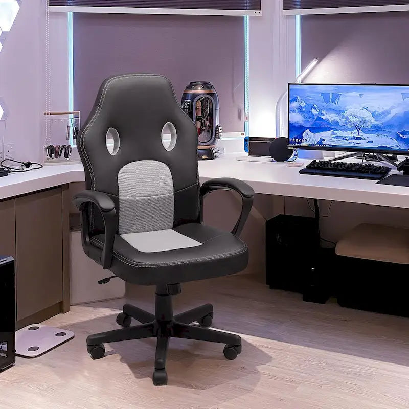 Fauteuil de bureau gaming en cuir à dossier haut