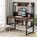 Bureau informatique, bureau de télétravail avec étagère et tablettes