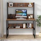 Bureau informatique, bureau de télétravail avec étagère et tablettes