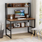 Bureau informatique, bureau de télétravail avec étagère et tablettes